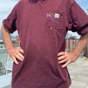 Carhartt large plum colored tee with Bandulu embroidery